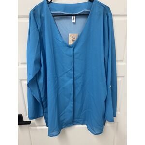 Pixie Lady Turquoise V-Neck Long Sleeve Pullover Top Blouse Plus Size‎ 2X NWT